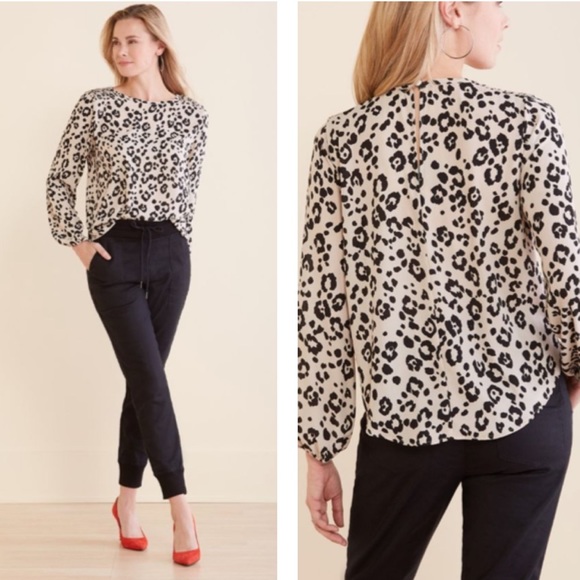 Peyton Jensen Tops - PEYTON JENSEN Rayna Leopard Smocked Blouse